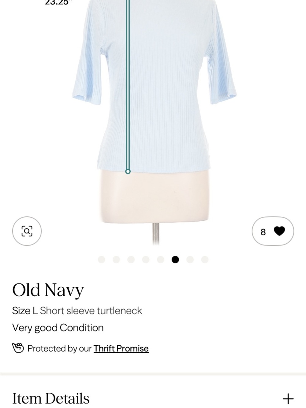 Old Navy Pale Blue Short Sleeve Turtleneck Ribbed Top